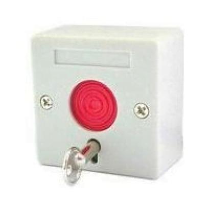 Buton de panică aplicabil BT-27 cu cheie, 36Vcc 3A, alb
