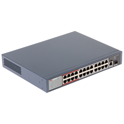 Switch PoE Hikvision cu 24 porturi si 2 porturi uplink Gigabit