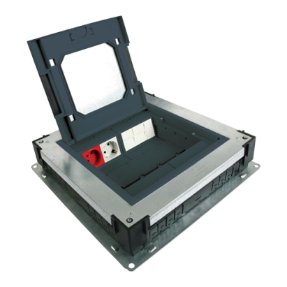 Doza de pardoseala metalica ingropata DLX, 16 module, capac 235x235 mm