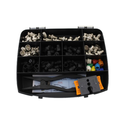 Kit conectori BNC CAP SYSTEM cu 50 bucati, cleste sertizare si decapator