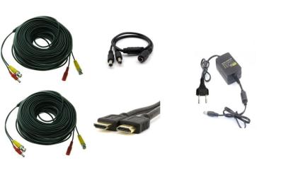 Kit accesorii supraveghere pentru 2 camere cu cabluri mufate și sursă 12V
