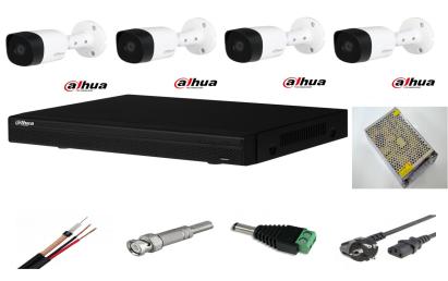 Sistem supraveghere video exterior Dahua cu 4 camere 2MP IR 20 m