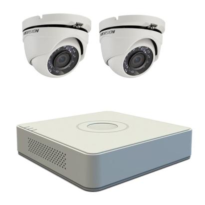 Kit supraveghere video Hikvision cu 2 camere TurboHD 2MP si DVR 4 canale