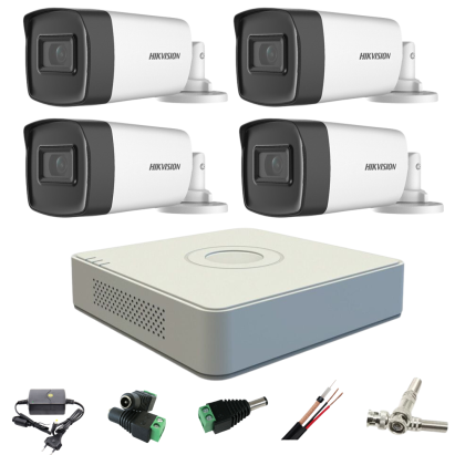 Sistem supraveghere Hikvision cu 4 camere 5MP Turbo HD IR 40m