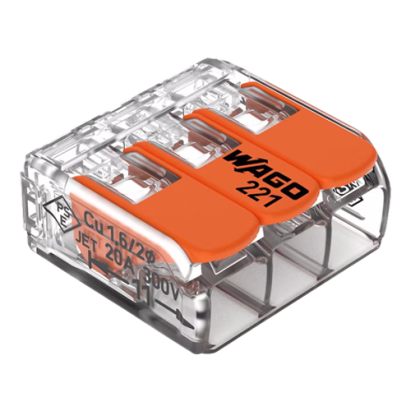 Conector derivatie WAGO 221-413 pentru 3 fire, max. 4 mm², set 50 buc