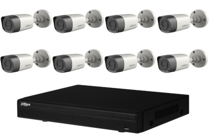 Kit supraveghere exterior Dahua cu 8 camere Bullet 2MP si DVR 8 canale