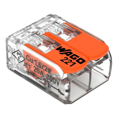 Conector derivatie 2 fire WAGO 221-412, max. 4 mm², set 100 buc