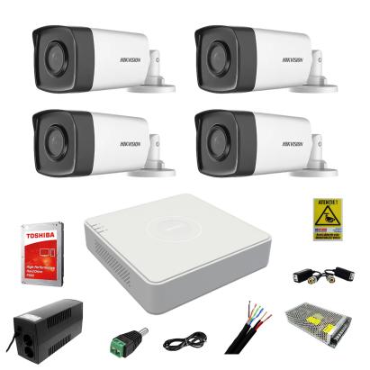 Kit supraveghere exterior Hikvision cu 4 camere Full HD, IR 80 m si HDD 1TB