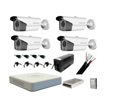 Kit supraveghere exterior Hikvision cu 4 camere Full HD, HDD 1TB si UPS