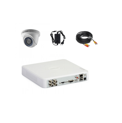 Kit supraveghere video Hikvision interior cu 1 cameră 2MP, DVR și IR 20 m