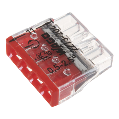 Conector compact WAGO 4 poli pentru conductori solizi 0.5-2.5 mm², 100 buc
