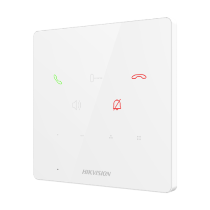 Post interior interfon IP Hikvision, 9 butoane, PoE, alarmă, alb