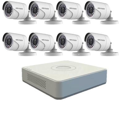 Kit supraveghere exterior Hikvision cu 8 camere 2MP si DVR 8 canale