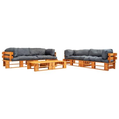 Set mobilier de grădină paleți cu perne gri, 6 piese, lemn GartenMobel Dekor