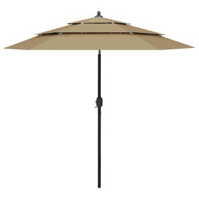 Umbrelă de grădină 3 niveluri, stâlp aluminiu, taupe, 2,5 m GartenMobel Dekor