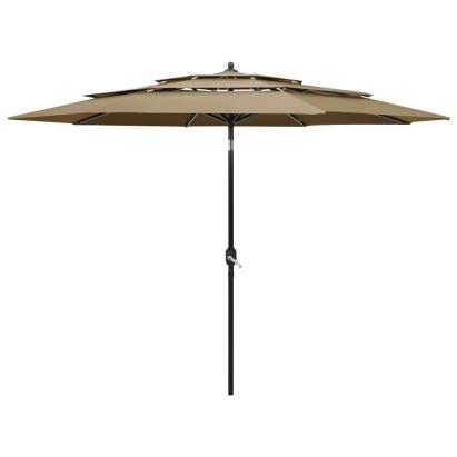Umbrelă de grădină 3 niveluri, stâlp aluminiu, gri taupe, 3 m GartenMobel Dekor