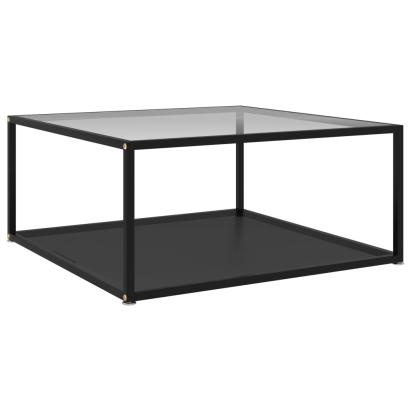 Măsuță de cafea transparent/negru 80x80x35 cm sticlă securizată GartenMobel Dekor