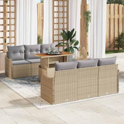 Set de canapele pentru grădină 7 pcs Beige și gri deschis GartenMobel Dekor