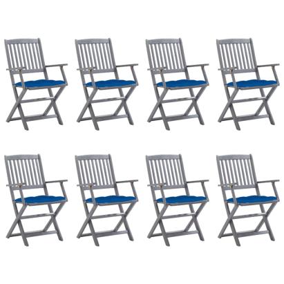 Scaune pliabile de exterior cu perne, 8 buc., lemn masiv acacia GartenMobel Dekor