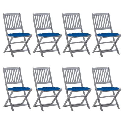Scaune pliabile de exterior cu perne, 8 buc., lemn masiv acacia GartenMobel Dekor