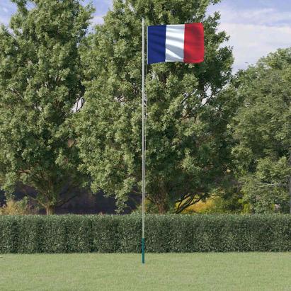 Steag Franța și stâlp din aluminiu, 6,08 m GartenMobel Dekor