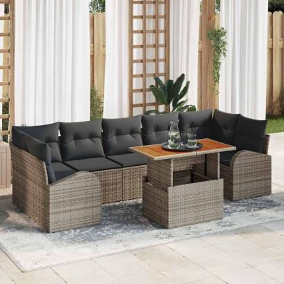 Set de canapele pentru grădină cu pernă 8 pcs Gri GartenMobel Dekor