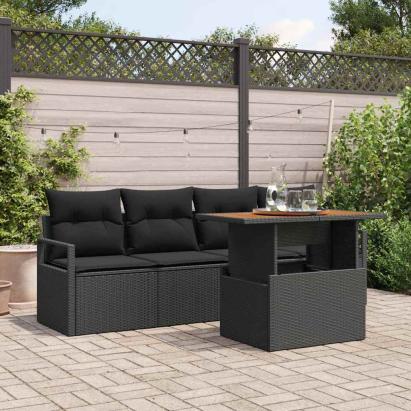 Set de canapele pentru grădină cu pernă Manual 5 pcs Negru GartenMobel Dekor