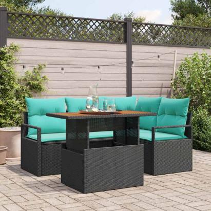 Set de masă pentru grădină 5 pcs Negru și Albastru petrol GartenMobel Dekor
