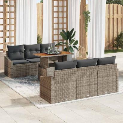 Set de canapele pentru grădină cu pernă 7 pcs Gri și Brown GartenMobel Dekor
