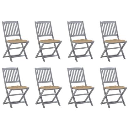 Scaune pliabile de exterior cu perne, 8 buc., lemn masiv acacia GartenMobel Dekor