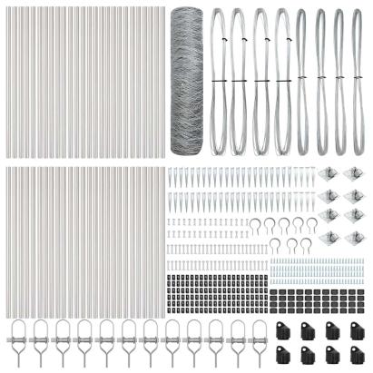 Gard din sârmă cu stâlpi din oțel, argintiu, 100 x 0,8 m