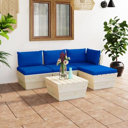 Set mobilier grădină din paleți cu perne, 5 piese, lemn molid GartenMobel Dekor