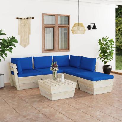 Set mobilier grădină din paleți cu perne, 6 piese, lemn molid GartenMobel Dekor