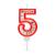 Lumânare pentru tort cifra 5, model aniversare Happy Birthday