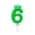 Lumânare pentru tort cifra 6 verde, decor aniversar vesel