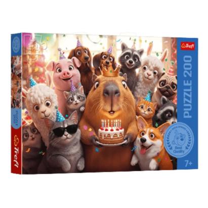 Puzzle Trefl 200 piese Capibara cu tort aniversar, pentru copii 7+