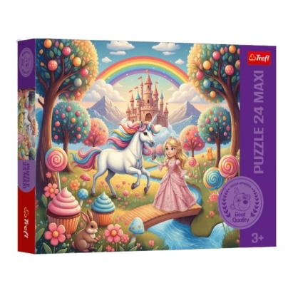 Puzzle Trefl 24 Maxi cu Prințesă și Unicorn pentru copii 3+