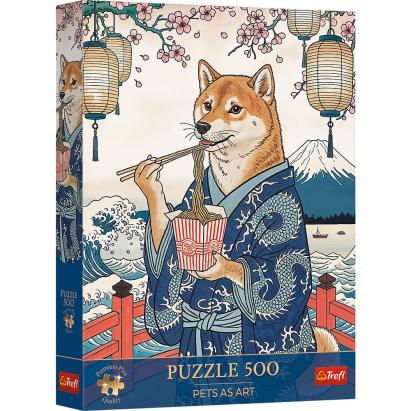 Puzzle Trefl 500 piese Premium Plus Pets as Art - Shiba Meditatia cu Paste