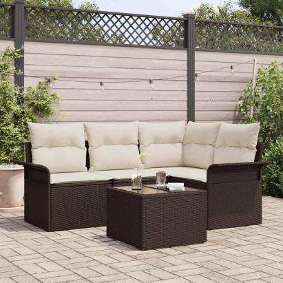 Set de canapele pentru grădină 5 pcs Maro poliratan GartenMobel Dekor