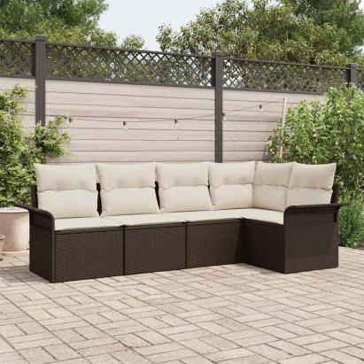 Set de canapele pentru grădină 5 pcs Maro poliratan GartenMobel Dekor