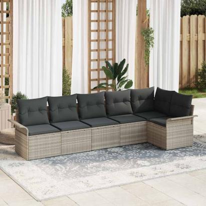 Set de canapele pentru grădină 6 pcs Gri deschis poliratan GartenMobel Dekor