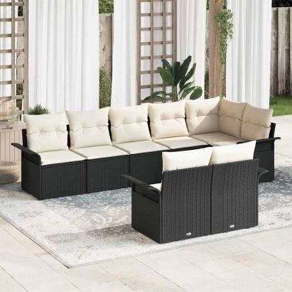 Set de canapele pentru grădină 8 pcs Negru poliratan GartenMobel Dekor