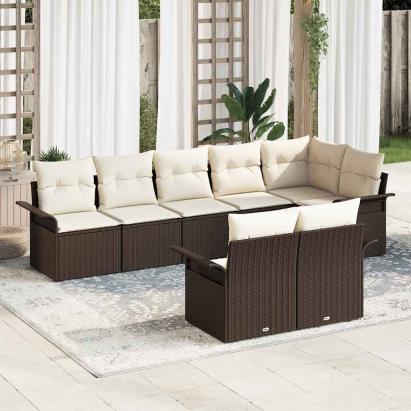 Set de canapele pentru grădină 8 pcs Maro poliratan GartenMobel Dekor