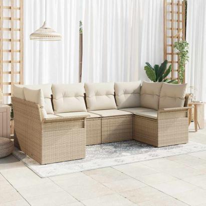 Set de canapele pentru grădină 6 pcs Bej Rattan poli GartenMobel Dekor