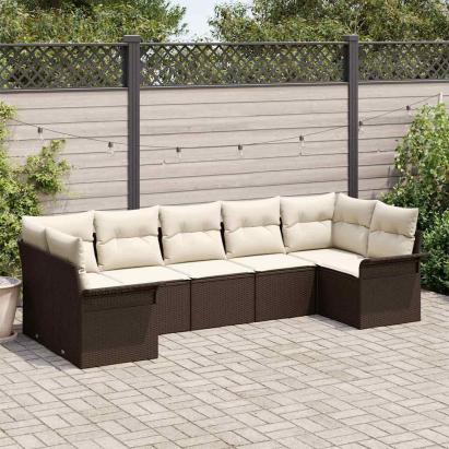 Set de canapele pentru grădină 7 pcs Maro Rattan poli GartenMobel Dekor