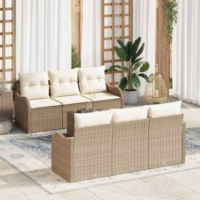 Set de canapele pentru grădină cu pernă 7 pcs Bej și crem GartenMobel Dekor