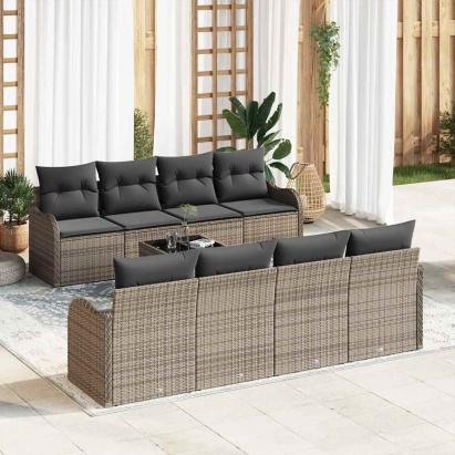 Set de canapele pentru grădină cu pernă cu depozitare 9 pcs Gri GartenMobel Dekor