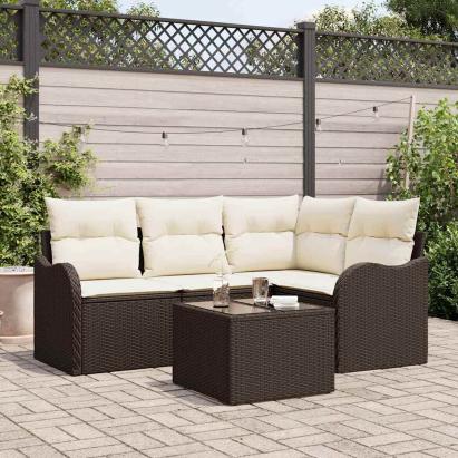Set de canapele pentru grădină 5 pcs Gri poliratan GartenMobel Dekor