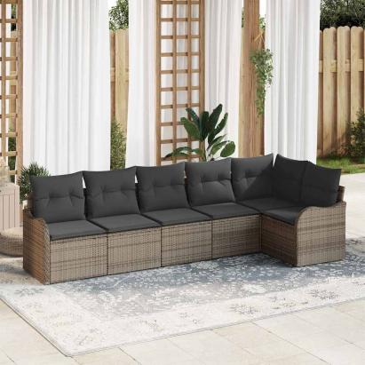 Set de canapele pentru grădină 6 pcs Gri poliratan GartenMobel Dekor