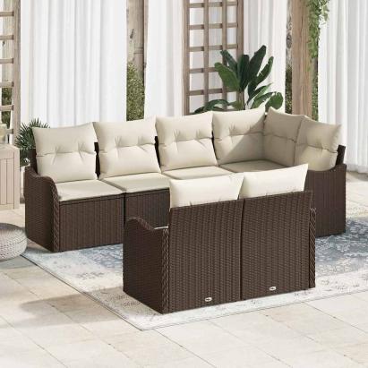 Set de canapele pentru grădină 7 pcs Maro Rattan poli GartenMobel Dekor